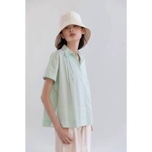 NEW PSOPHIA cotton oxford open-front cape shirt in light blue